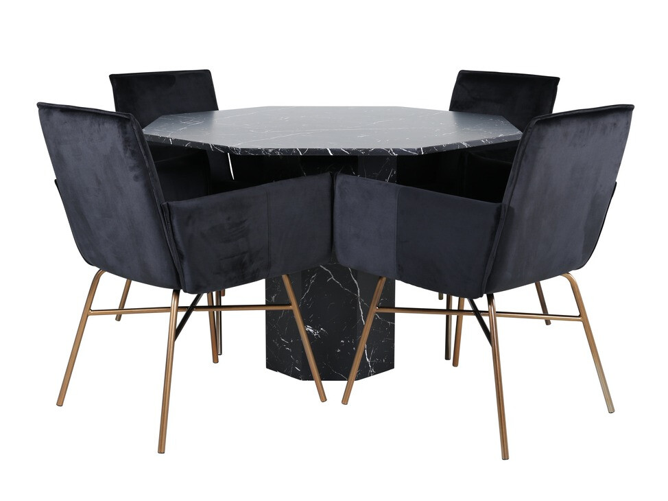 Set sala da pranzo Dallas 2618 (Nero + Ottone)
