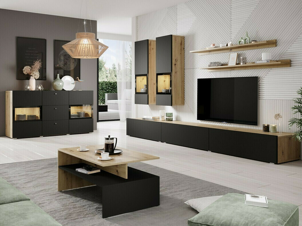 Tavolino da caffè Serodeu 103 (Rovere Artisan + Nero opaco)