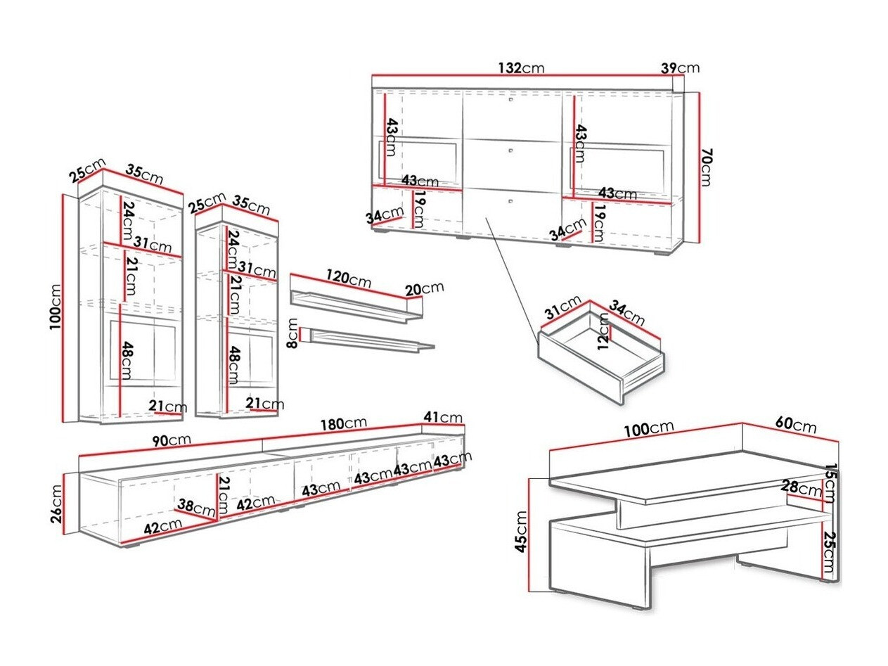 Parete attrezzata Serodeu 104 (Cemento scuro)