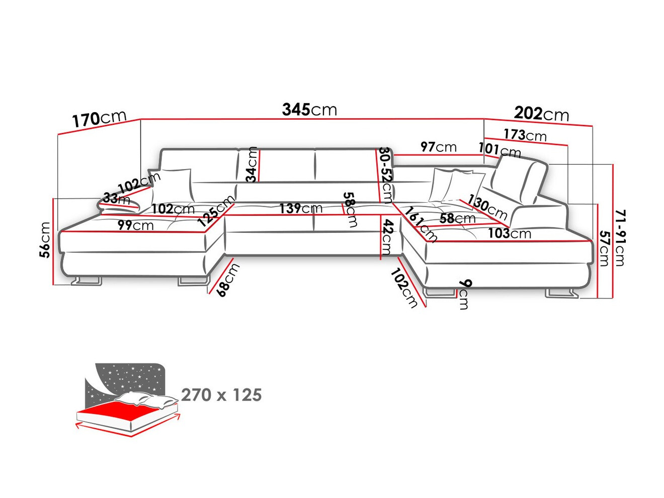 Divano angolare Comfivo Ruta IV (Soft 011 + Lux 06 + Soft 011)