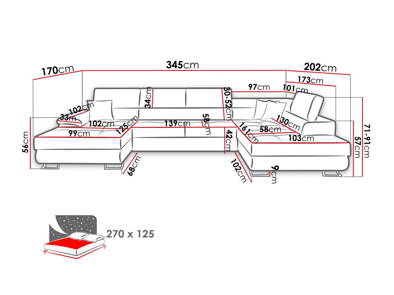 Divano angolare Comfivo Ruta IV (Soft 011 + Lux 06 + Soft 011)