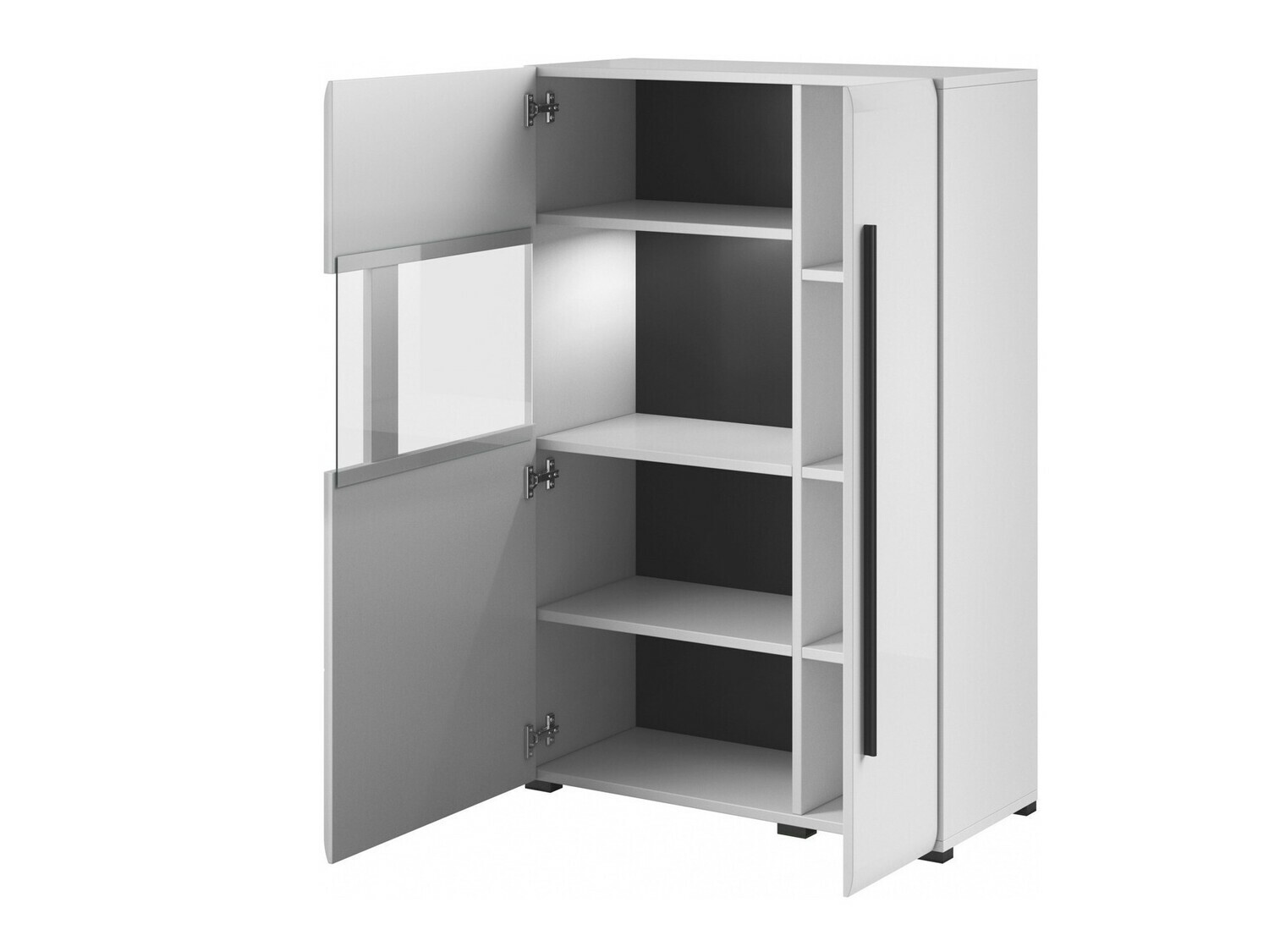 Parete attrezzata Ophsalu 112 (Bianco + Bianco lucido)