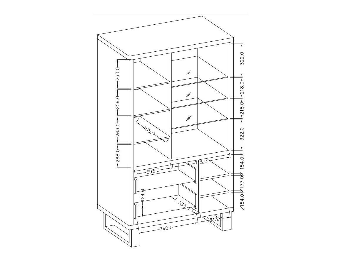 Scaffale Avicavu 105 (Quercia di Wotan + Nero)