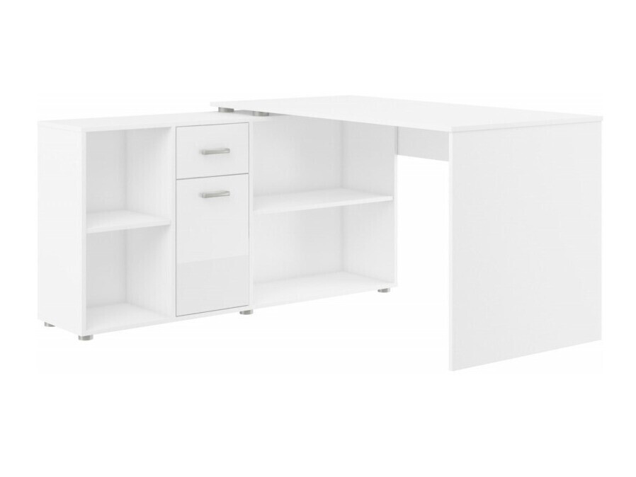 Scrivanie angolare Gilroy 113 (Bianco + Bianco lucido)