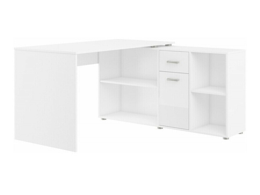 Scrivanie angolare Gilroy 113 (Bianco + Bianco lucido)