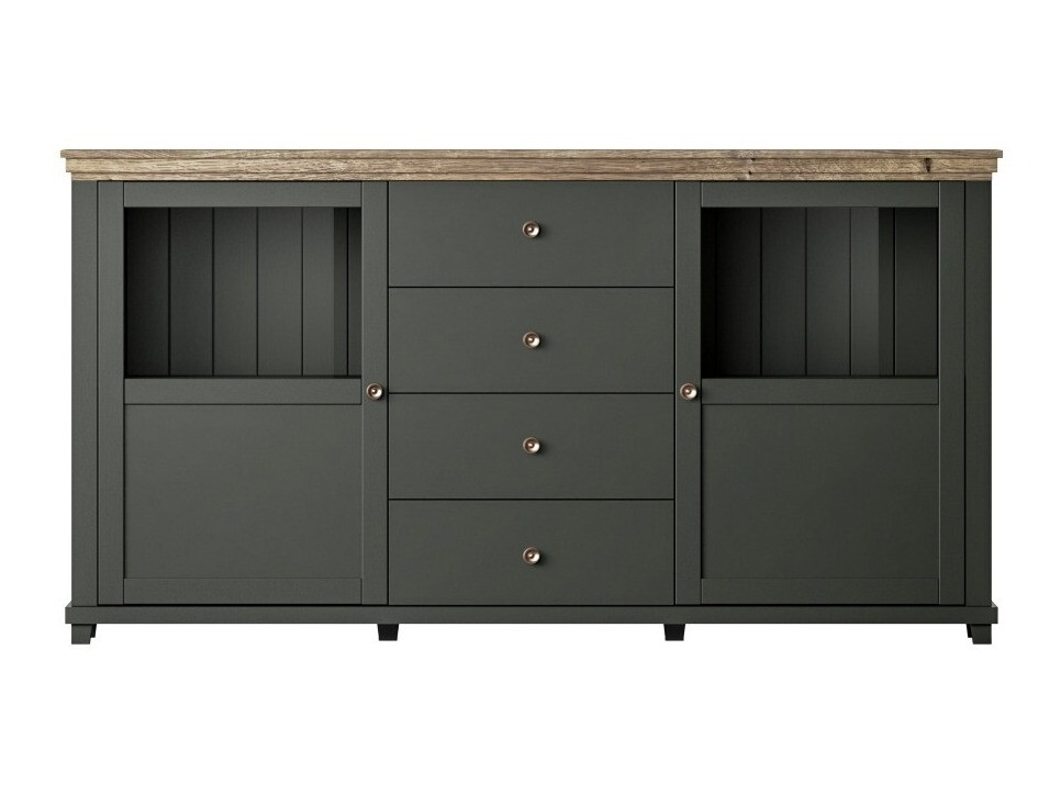 Cassettiera Tolnue 103 (Verde scuro + Quercia di lefkada)