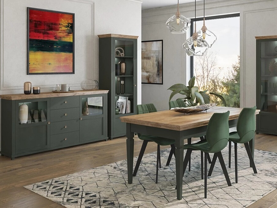 Tavolo Tolnue 107 (Verde scuro + Quercia di lefkada)