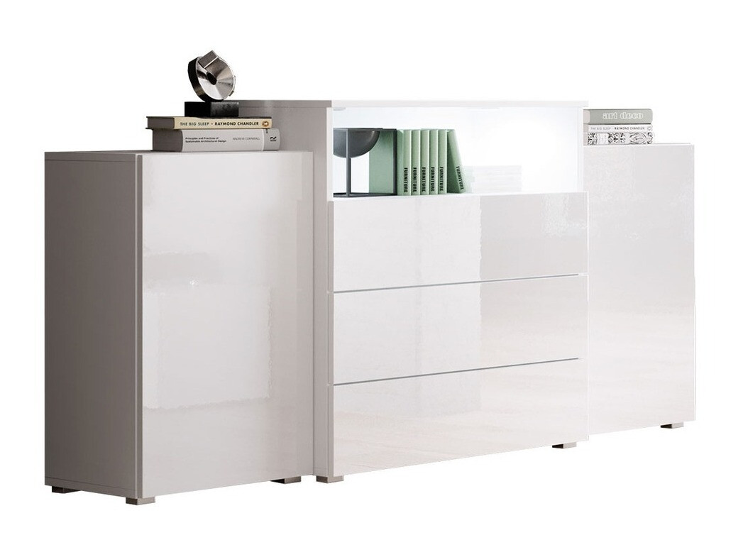 Cassettiera Sarasota 127 (Bianco + Bianco lucido)