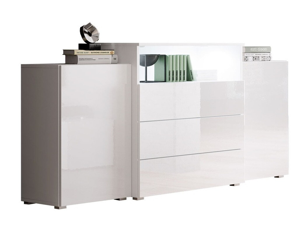 Cassettiera Sarasota 127 (Bianco + Bianco lucido)