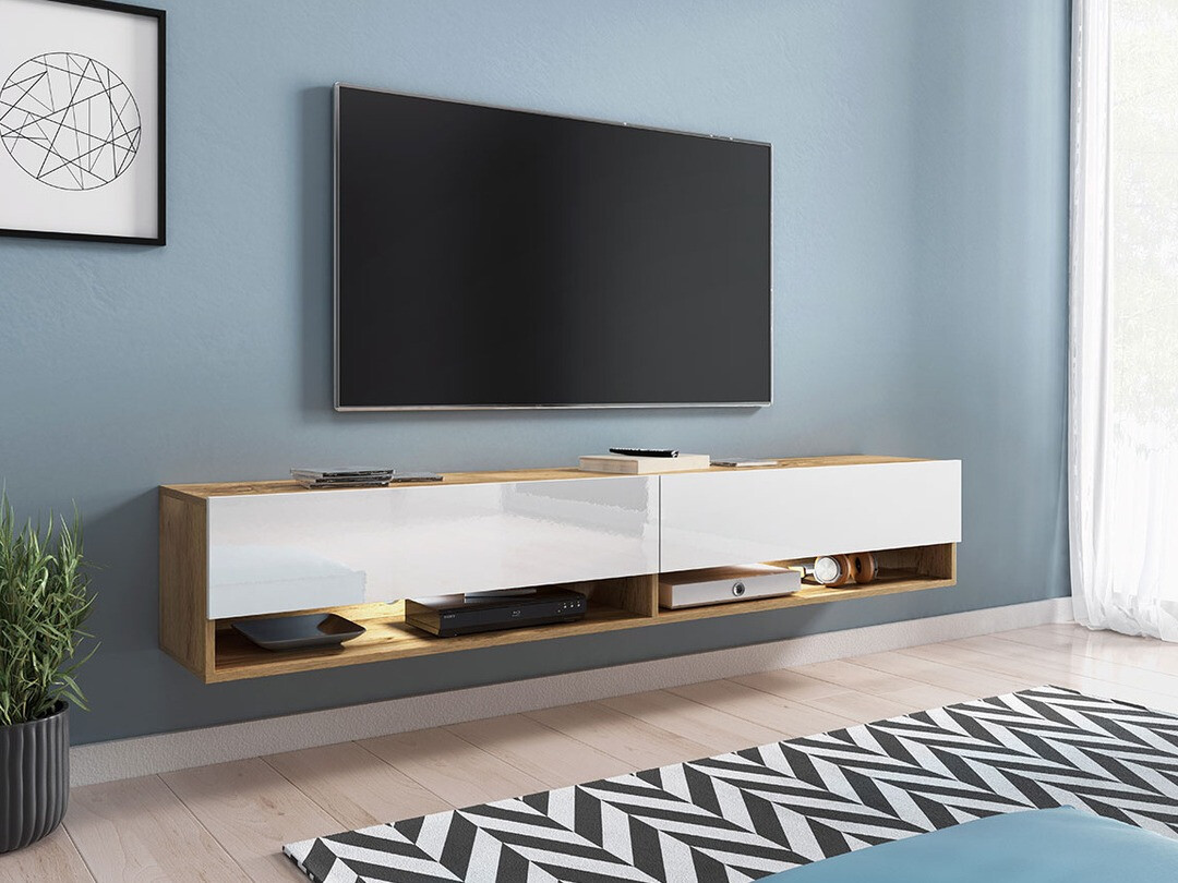 Mobile porta TV Sarasota 119 (Quercia di Wotan + Bianco lucido)