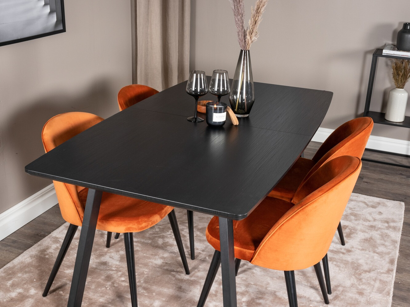 Set sala da pranzo Dallas 1609 (Arancione + Nero)