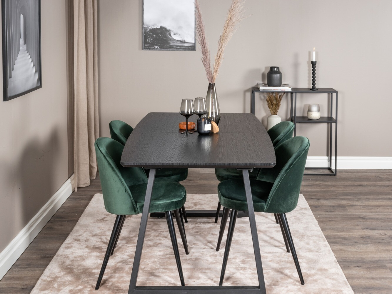 Set sala da pranzo Dallas 1609 (Verde + Nero)