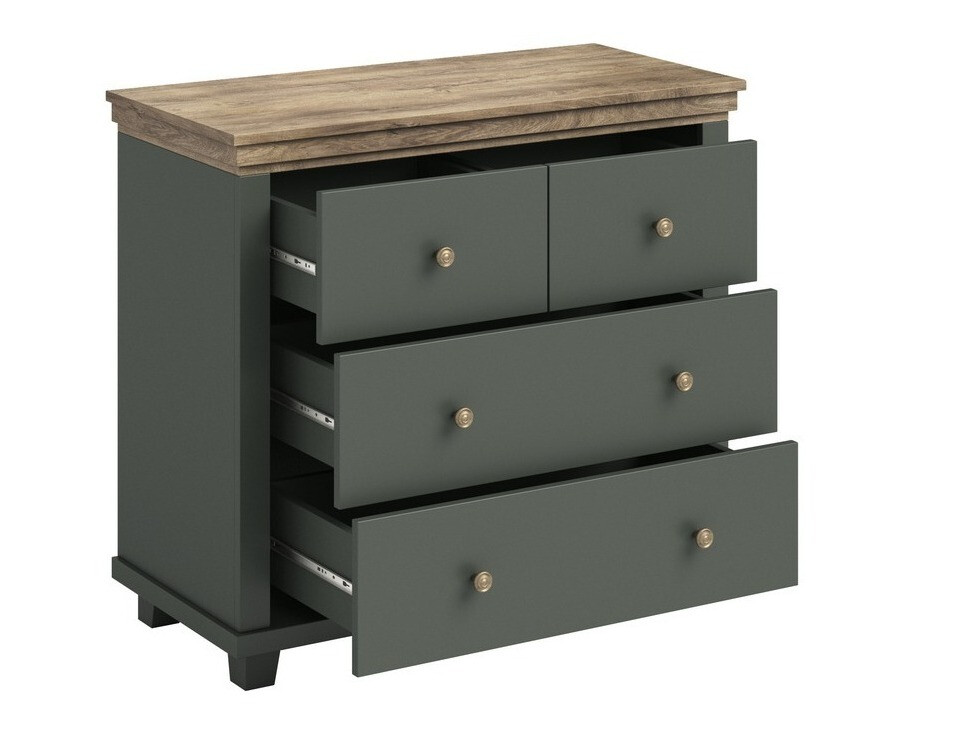 Cassettiera Tolnue 118 (Verde scuro + Quercia di lefkada)