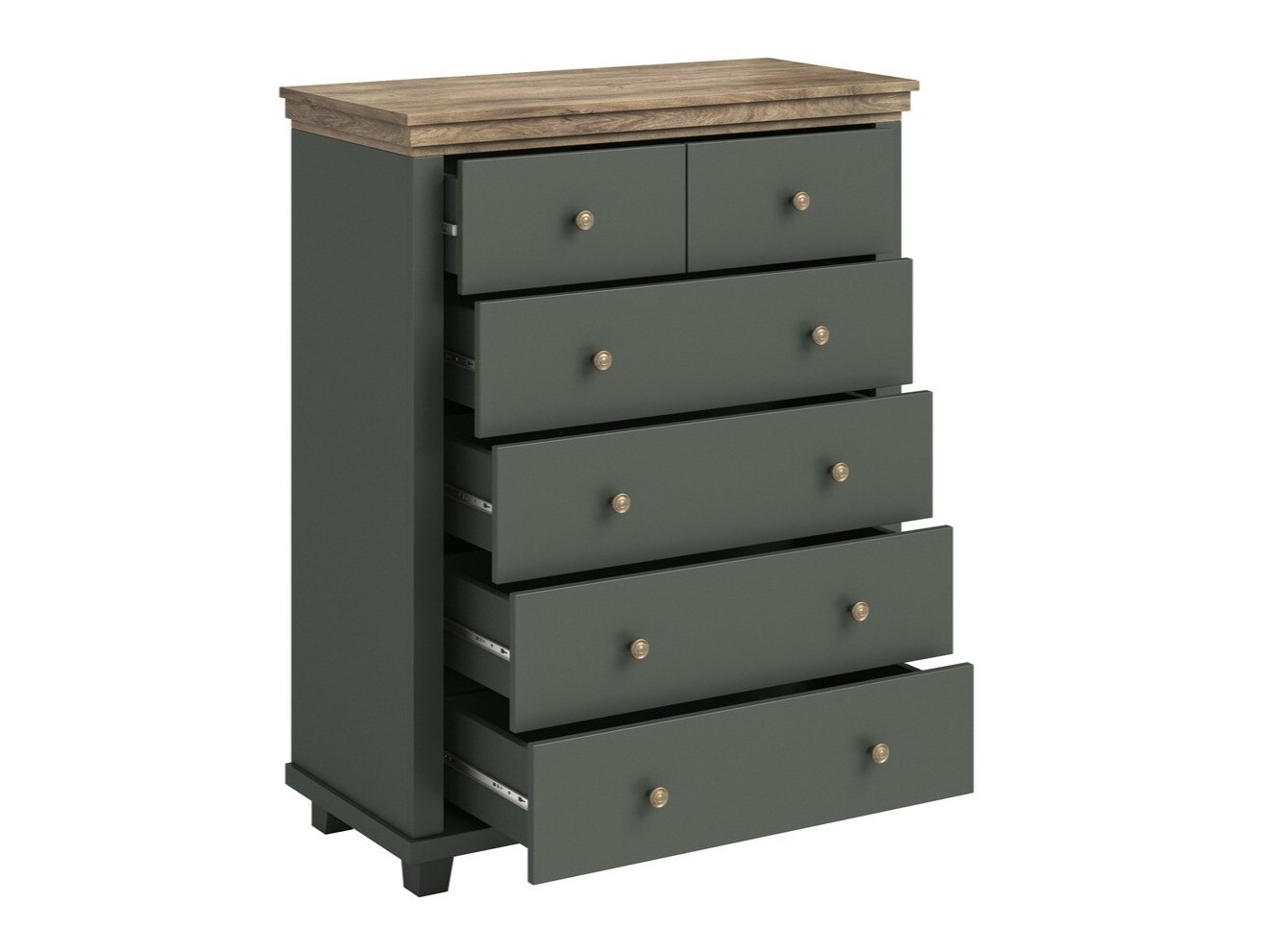 Cassettiera Tolnue 121 (Verde scuro + Quercia di lefkada)