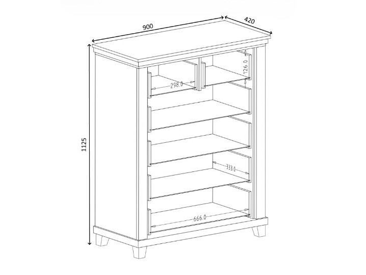 Cassettiera Tolnue 121 (Verde scuro + Quercia di lefkada)