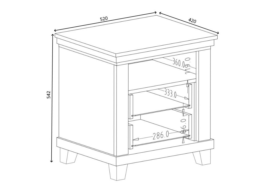 Comodino Tolnue 117 (Verde scuro + Quercia di lefkada)