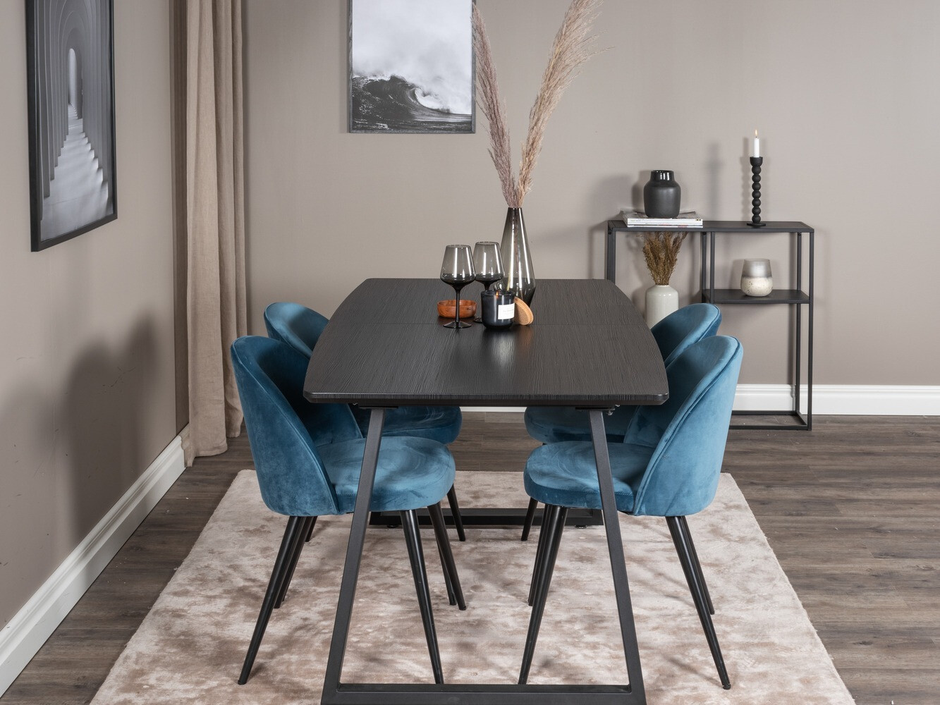 Set sala da pranzo Dallas 1609 (Blu + Nero)