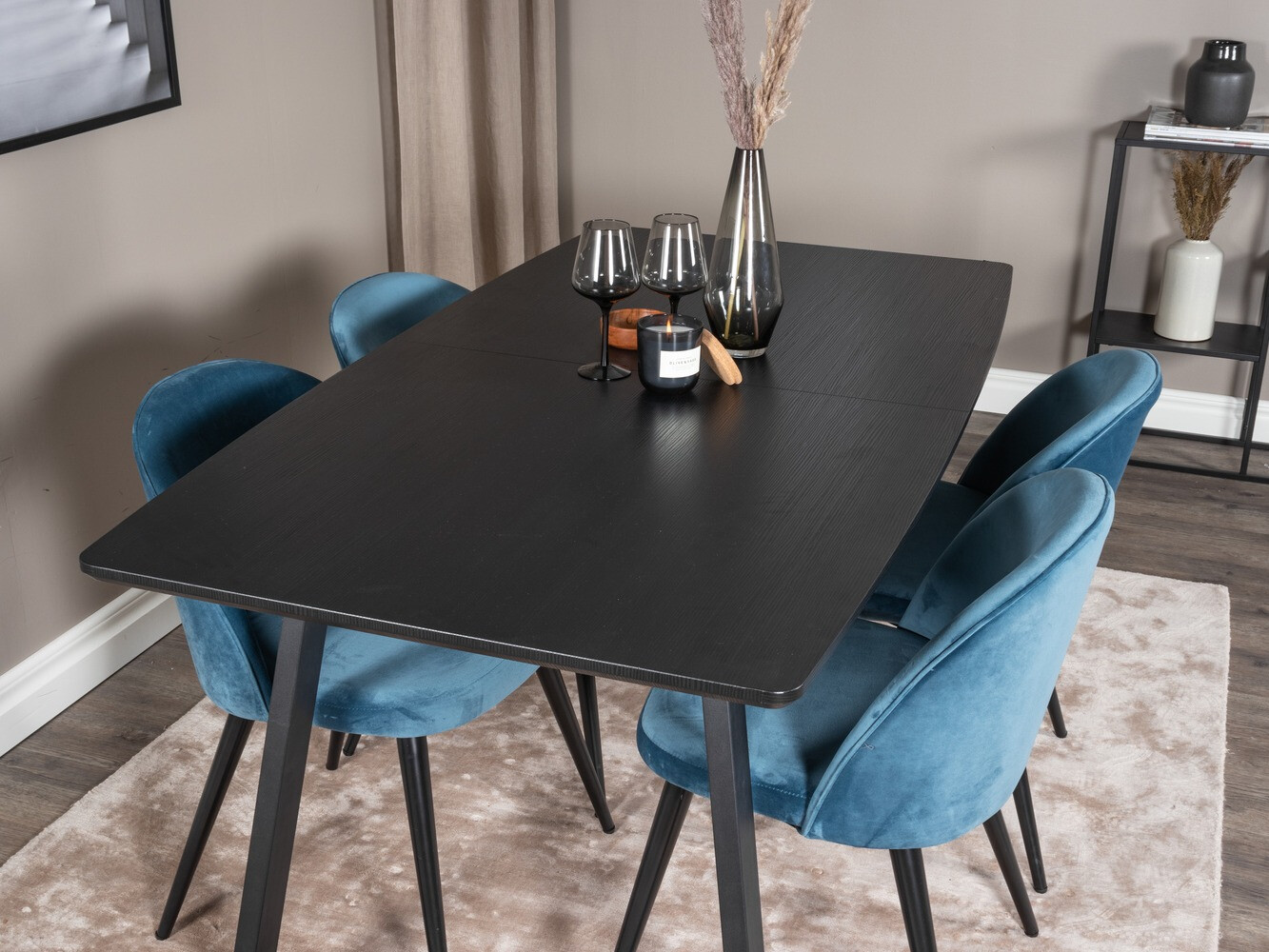Set sala da pranzo Dallas 1609 (Blu + Nero)
