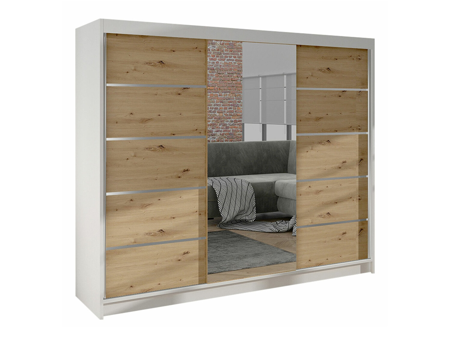 Armadio Closico Durion IV (Bianco + Rovere Artisan)