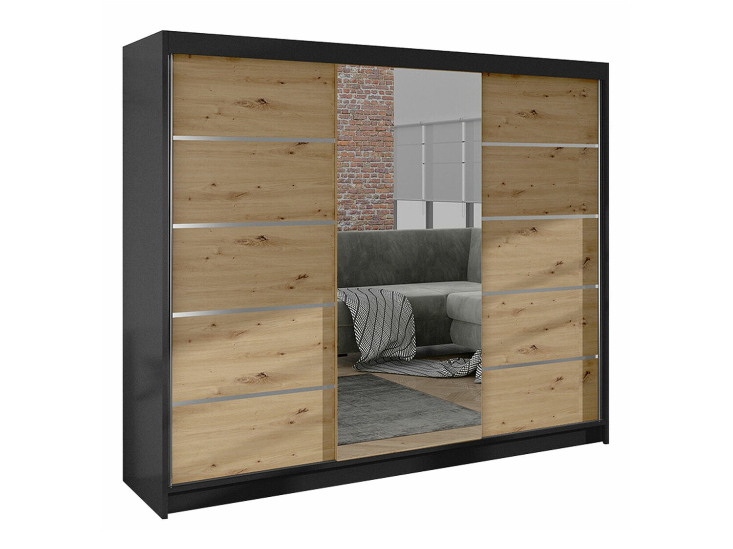 Armadio Closico Durion IV (Nero + Rovere Artisan)