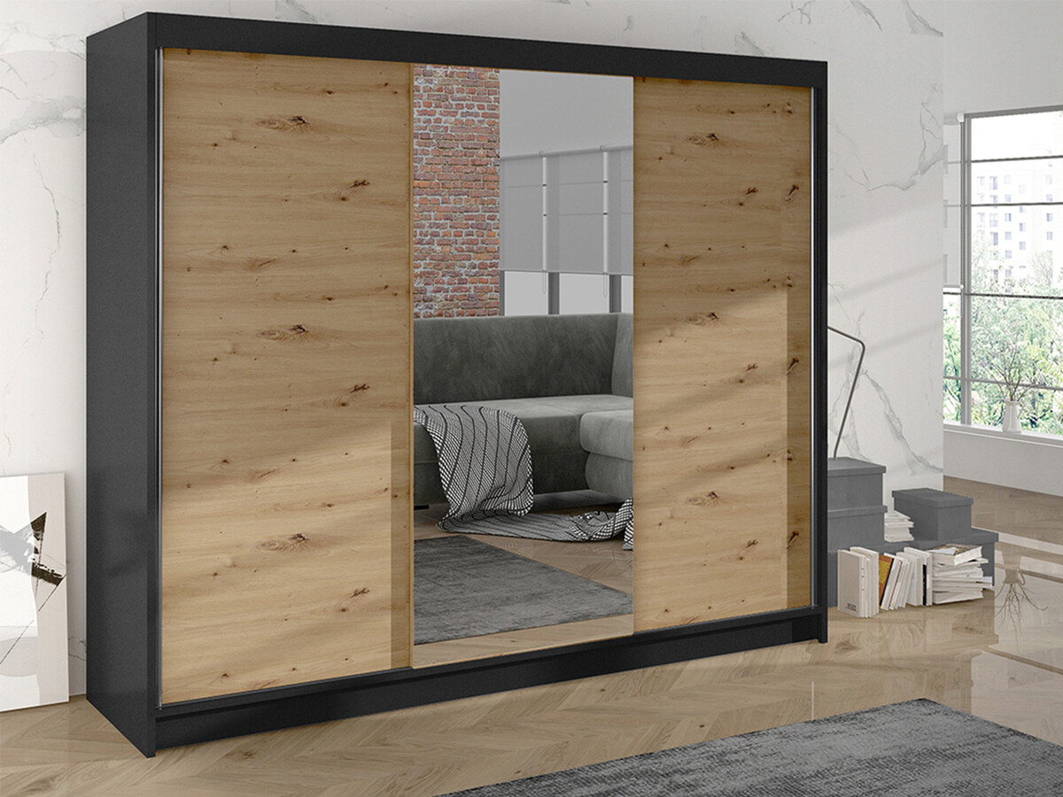 Armadio Closico Durion I (Nero + Rovere Artisan)