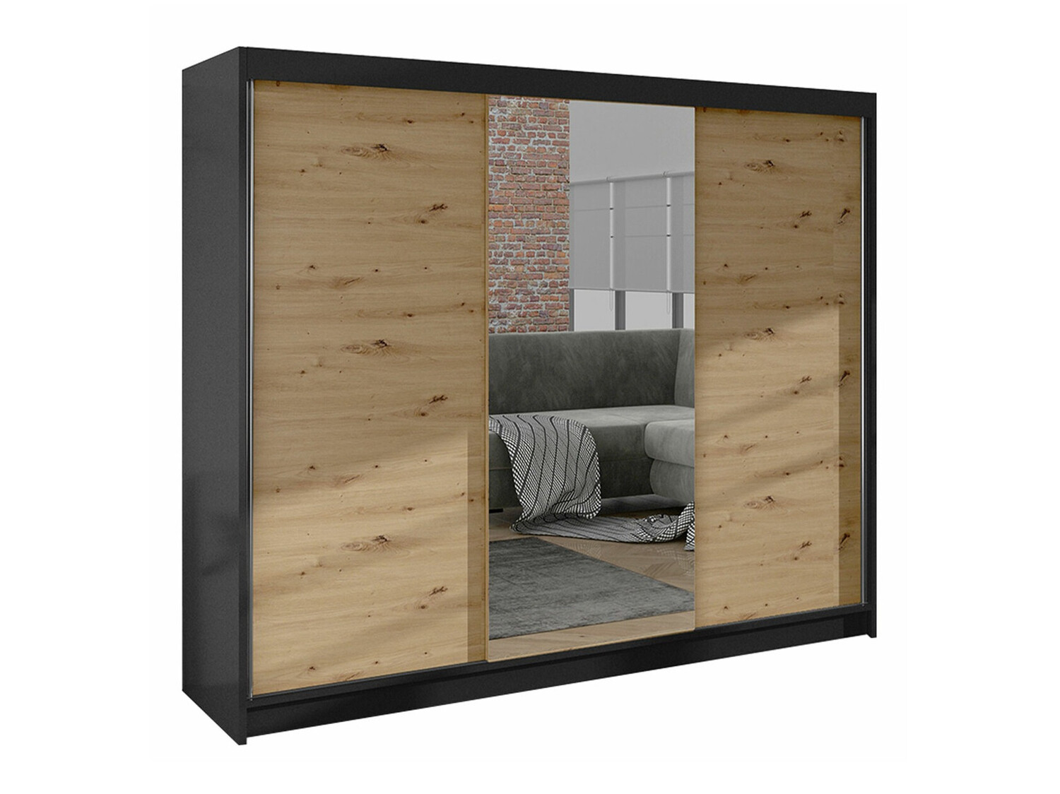 Armadio Closico Durion I (Nero + Rovere Artisan)