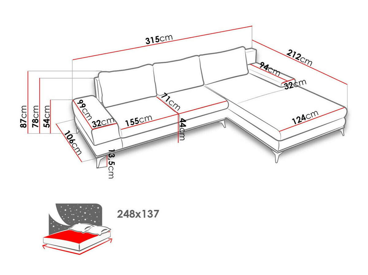 Divano angolare Lincoln 136 (Soro 76)