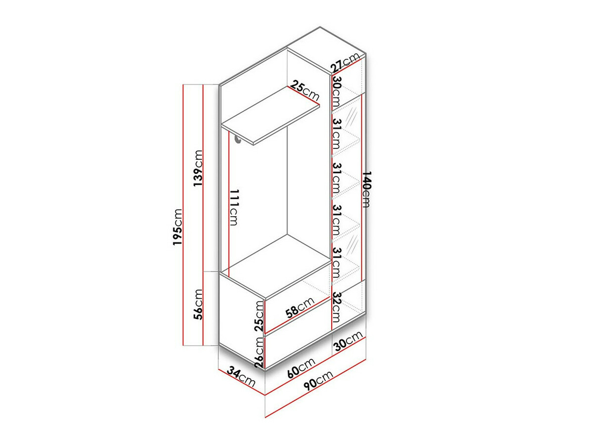 Set arredo da corridoio Lantudo (Bianco)
