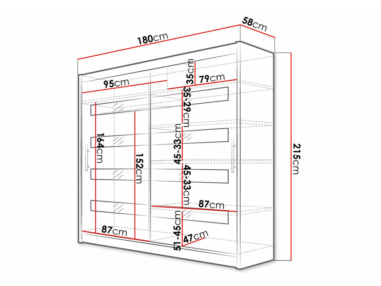 Armadio Closico Pallor XI (Bianco + Nero lucido)
