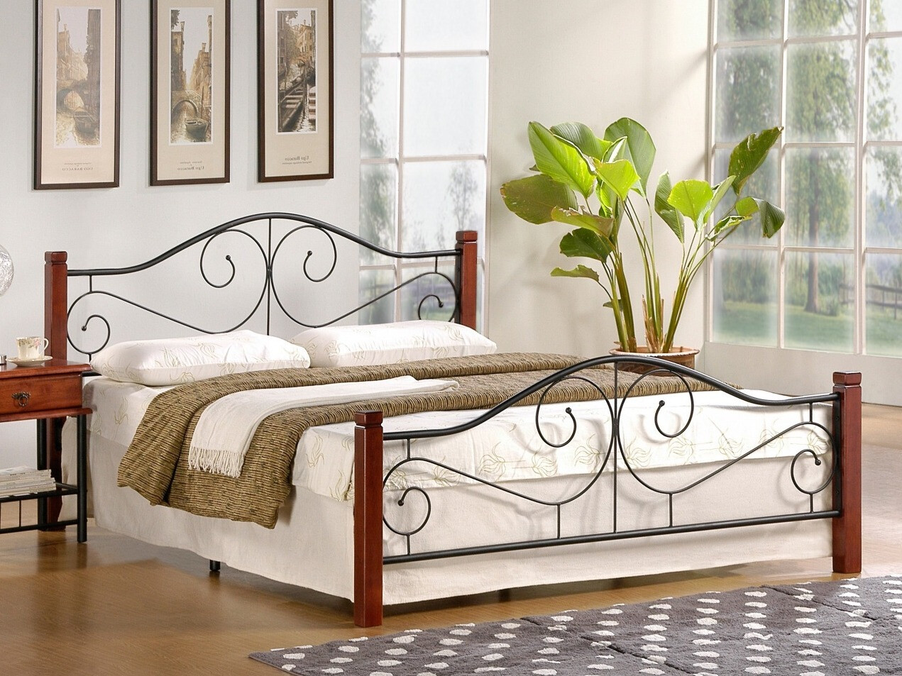 Letto Houston 574 (Ciliegia + Nero)