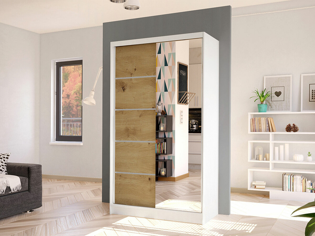 Armadio Closico Fractor III (Bianco + Rovere Artisan)