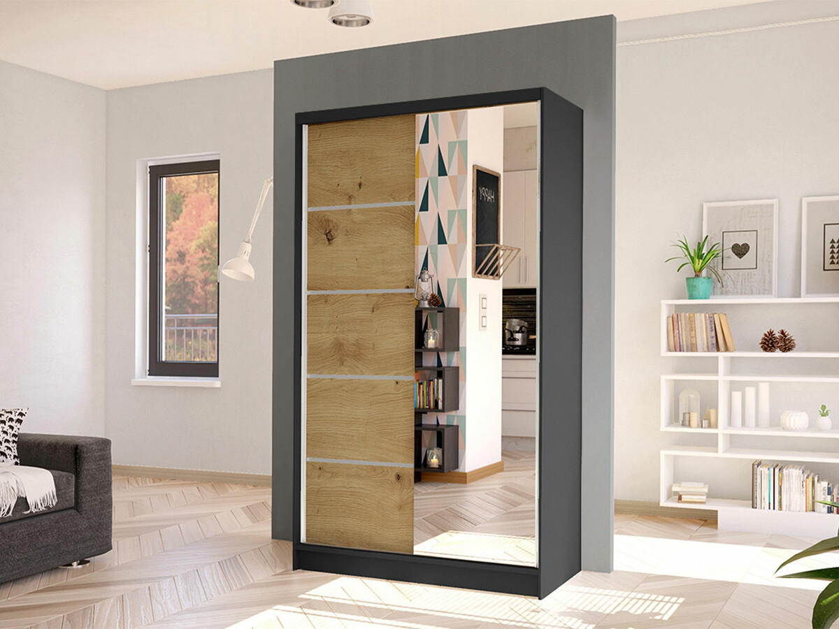 Armadio Closico Fractor III (Nero + Rovere Artisan)