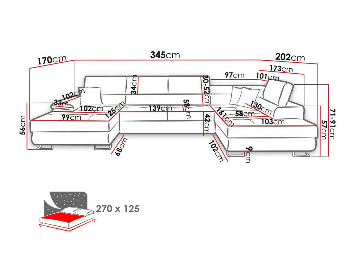 Divano angolare Comfivo Ruta VI (Venus Velvet 2927 + Miu 2041)