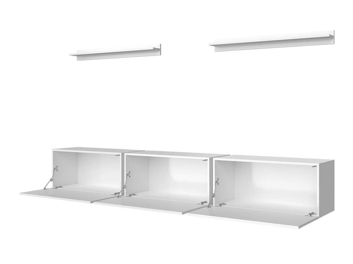 Set mobili soggiorno Hoover 101 (Bianco + Bianco lucido)