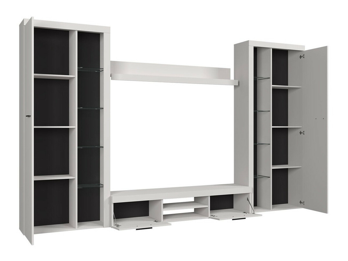 Set mobili soggiorno Tucson 107 (Bianco + Calcestruzzo)