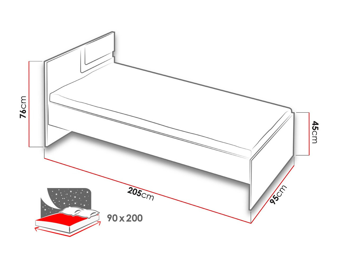 Letto Levtala 112 (Antracite + Bianco + Fucsia)