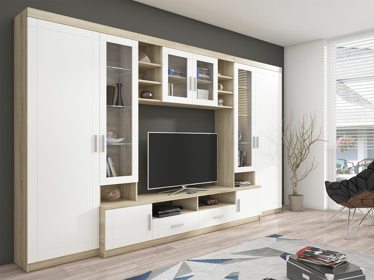 Parete attrezzata Bacces (Sonoma quercia + Bianco)