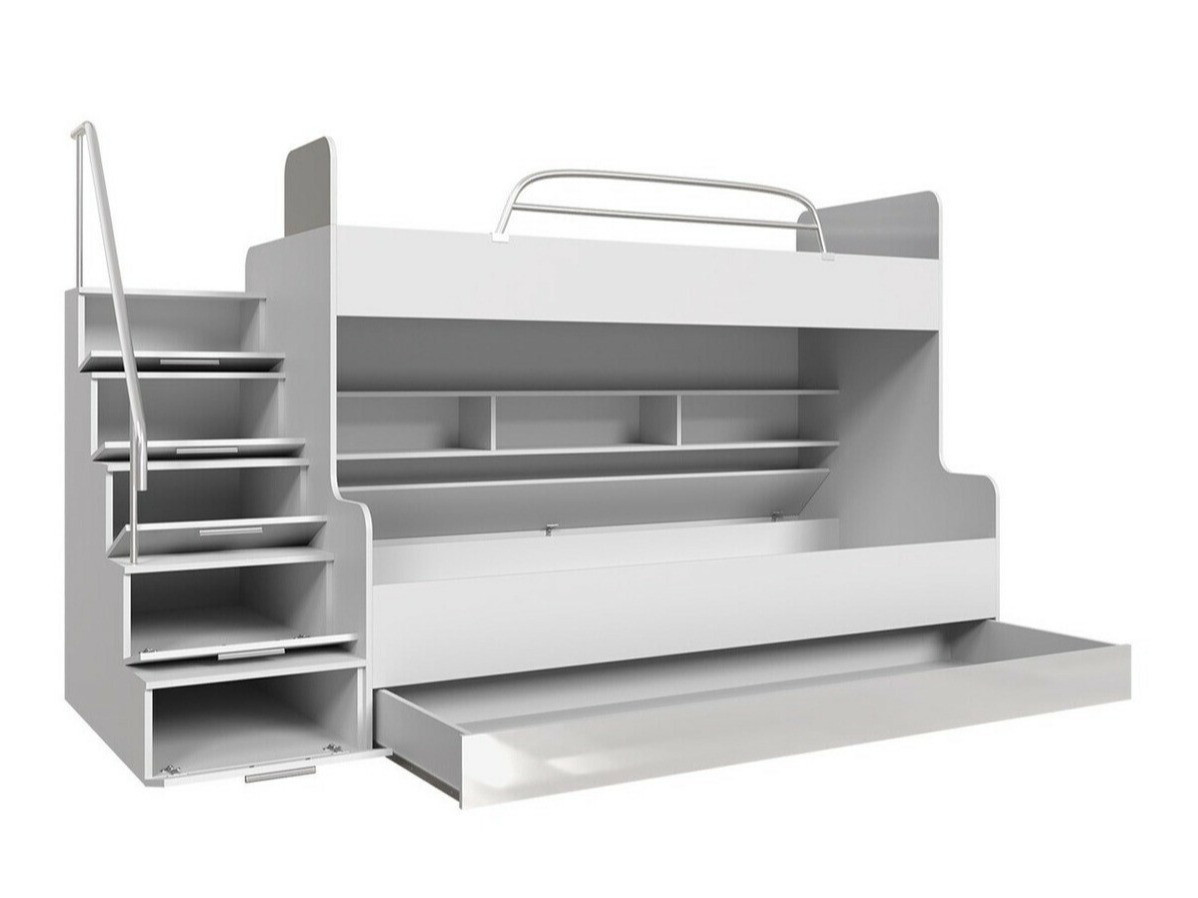 Letto a castello Campus (Bianco + Bianco lucido + Rosa lucido)