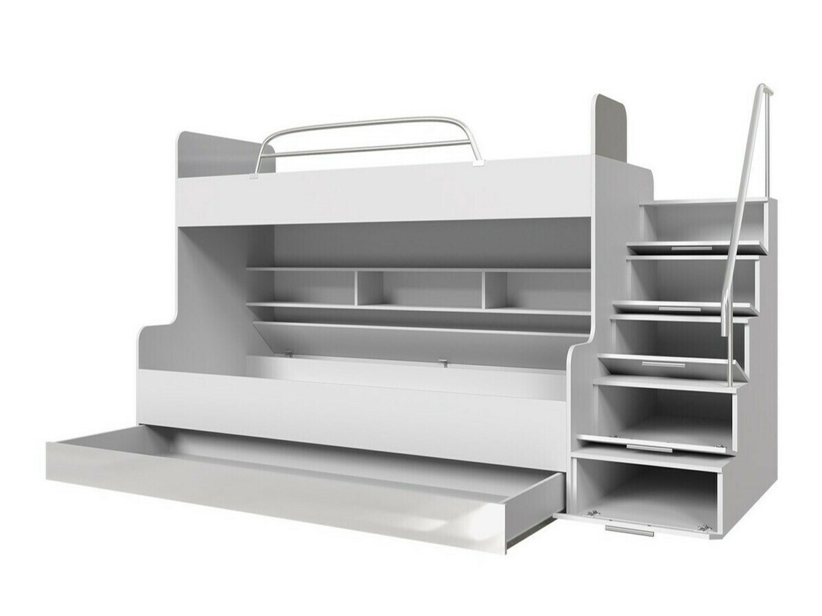 Letto a castello Campus (Bianco + Bianco lucido + Rosa lucido)