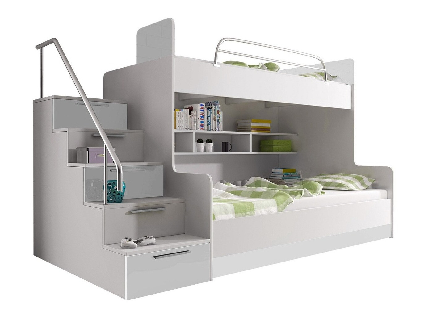 Letto a castello Campus (Bianco + Bianco lucido)