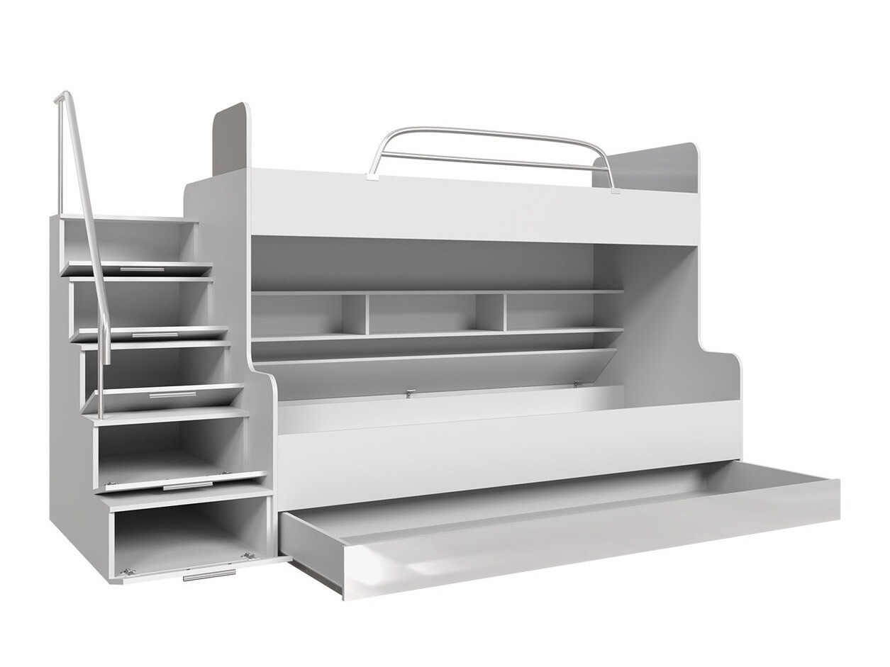 Letto a castello Campus (Bianco + Bianco lucido)