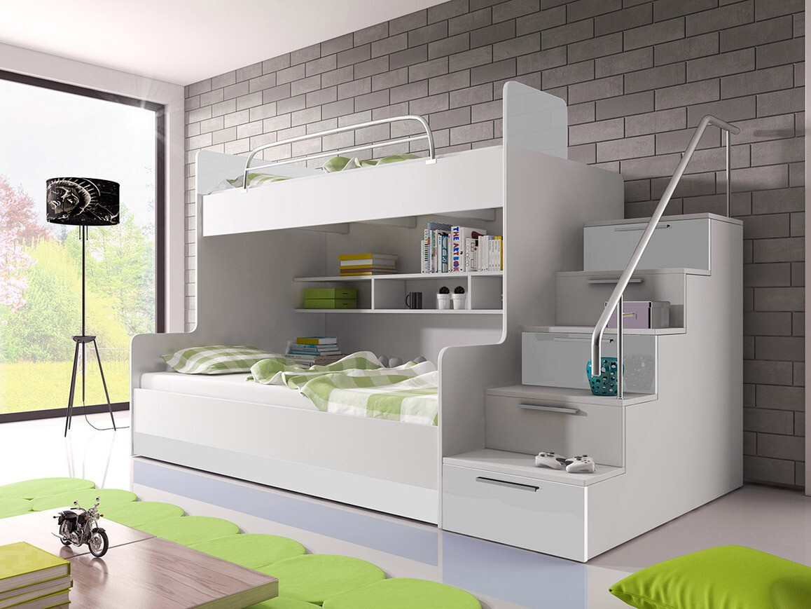 Letto a castello Campus (Bianco + Bianco lucido)