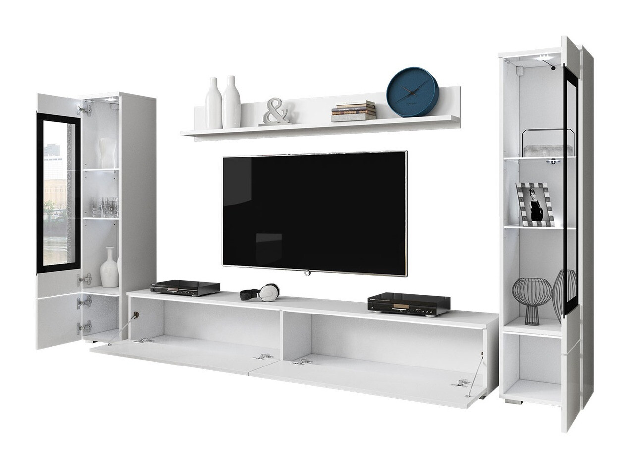 Parete attrezzata Mirfivo 101 (Bianco + Bianco lucido)