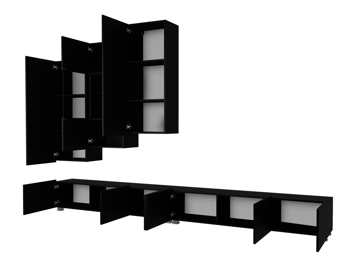 Parete attrezzata Tivdalu 133 (Nero + Nero lucido)