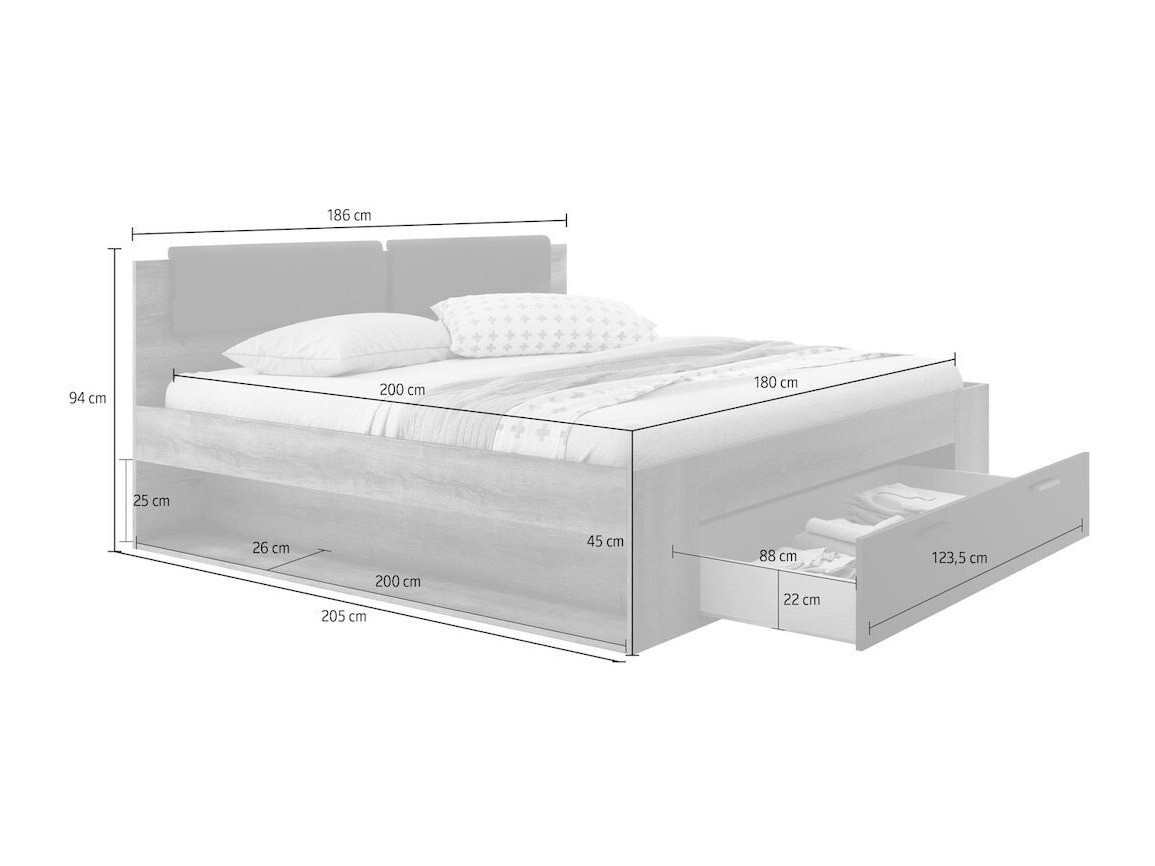 Letto Levruvu 106 (Quercia del Monastery + Nero lucido)