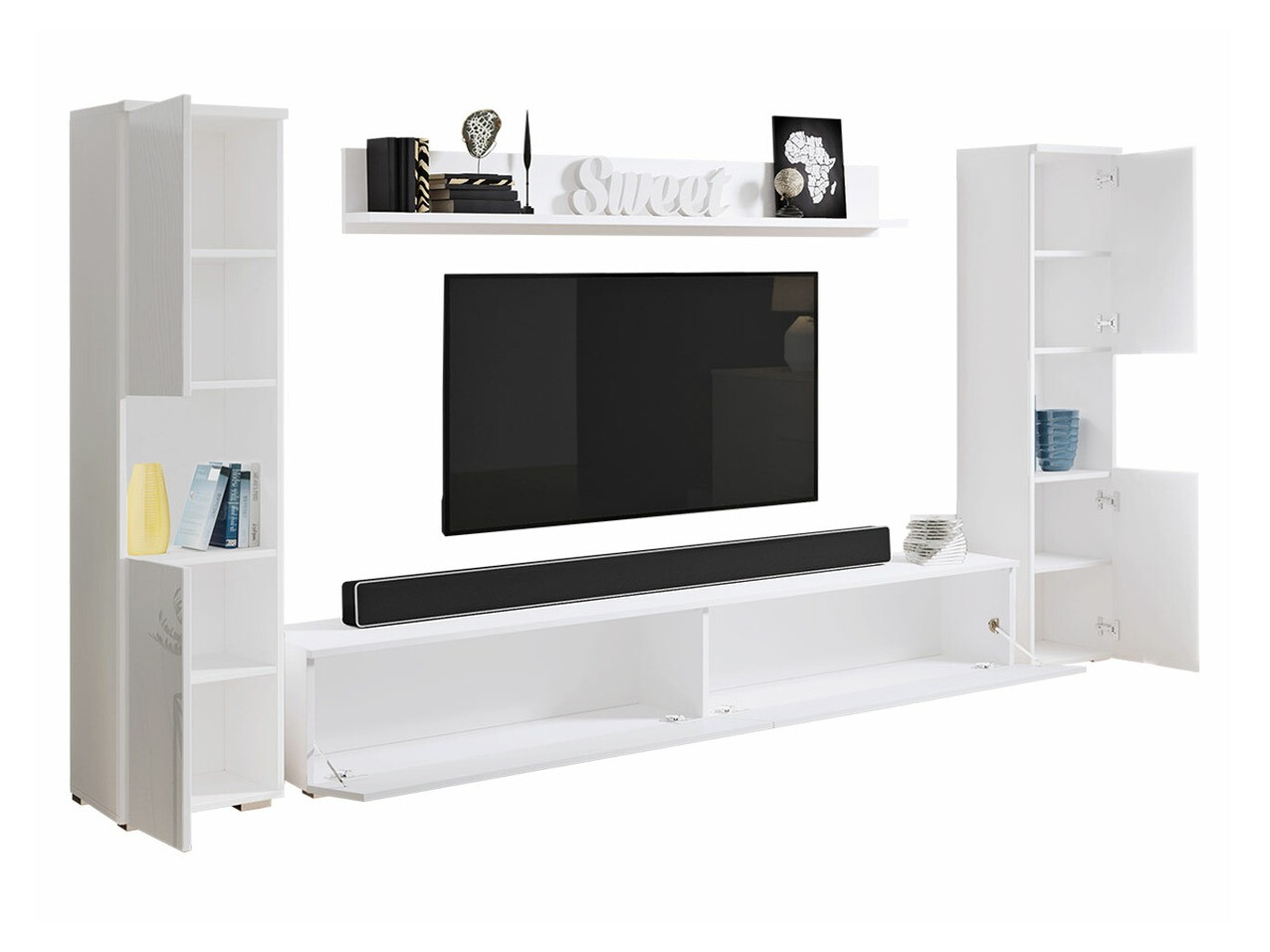 Parete attrezzata Sarasota 131 (Quercia di Wotan + Bianco lucido)