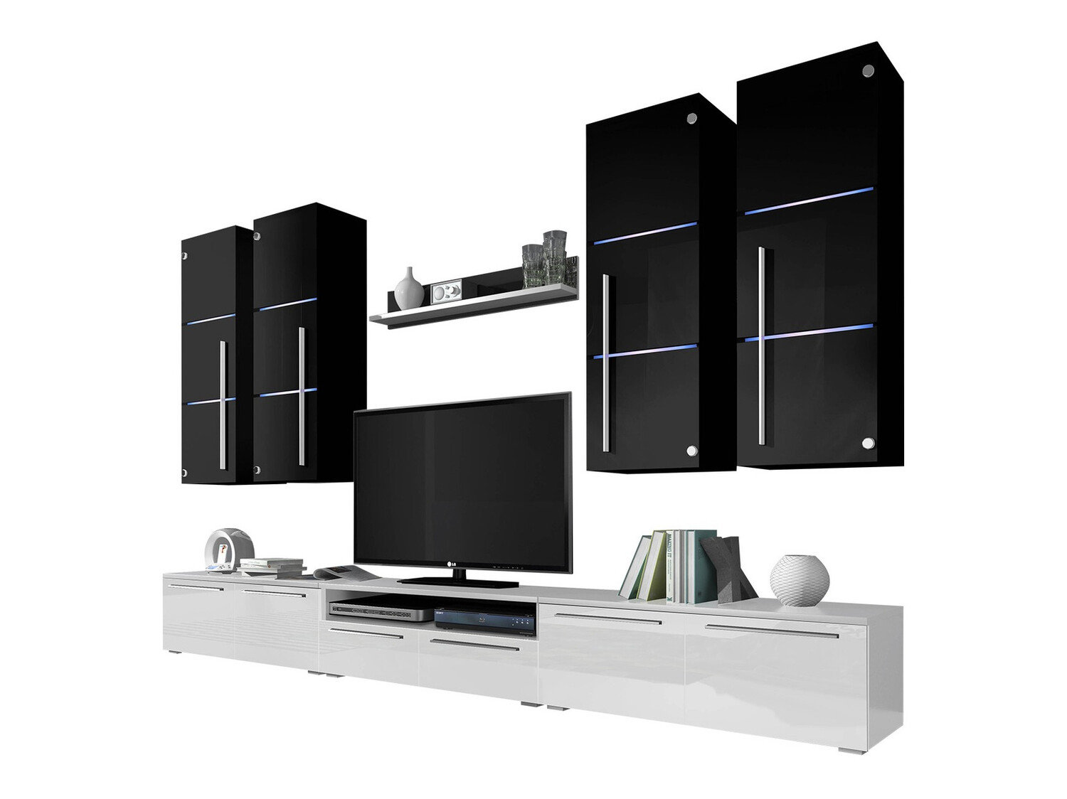 Parete attrezzata Flos (Bianco + Bianco lucido)