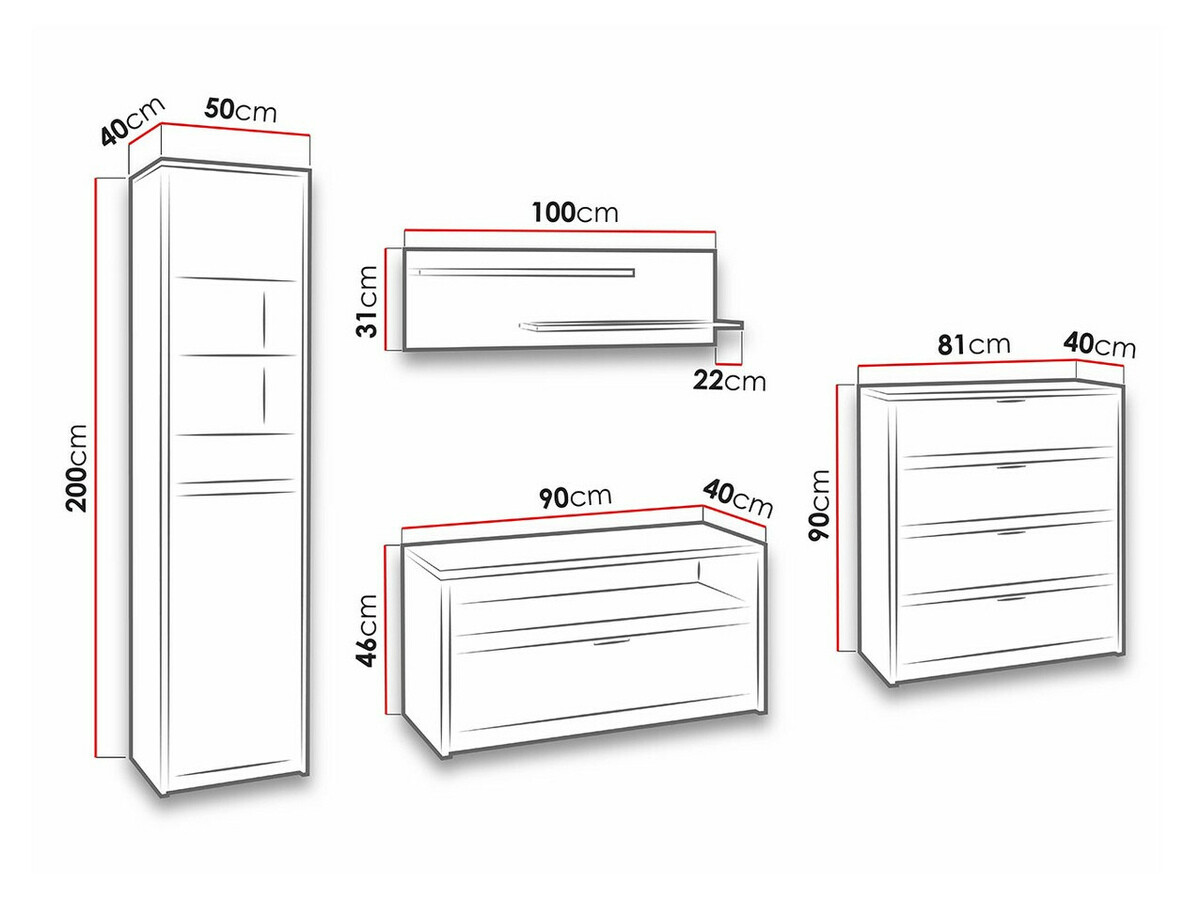 Parete attrezzata Fivelbo 115 (Quercia del Monastery + Nero lucido)