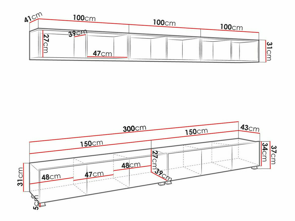 Parete attrezzata Remus XXXIII (Nero + Nero lucido + Rovere Artisan)