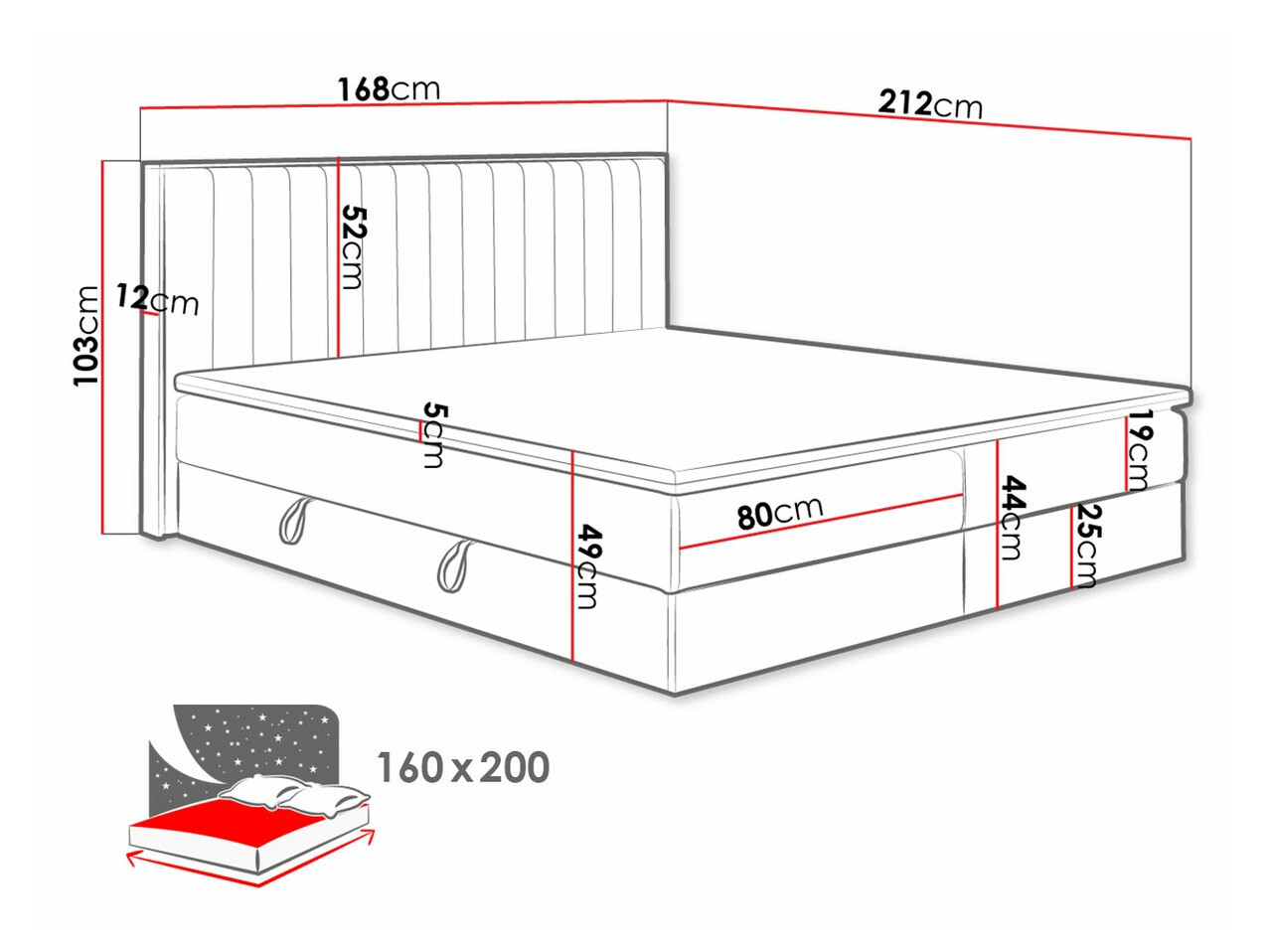 Letto continentale ComfiDream Odelra (Quercia dorata + Soro 100)